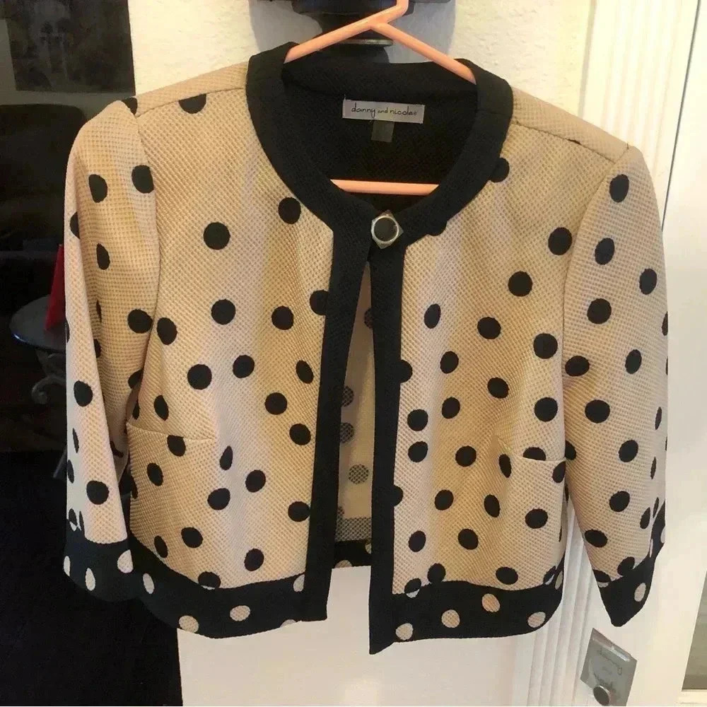 Danny & Nicole Boat Neck Polka Dot Print PK Jacket/ Blazer (ONLY)
